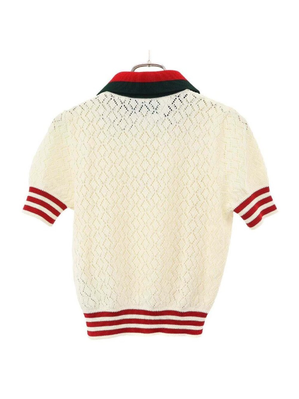 Gucci Adidas Short Sleeve Knit Polo Shirt Ivory XS - Picture 2 of 7